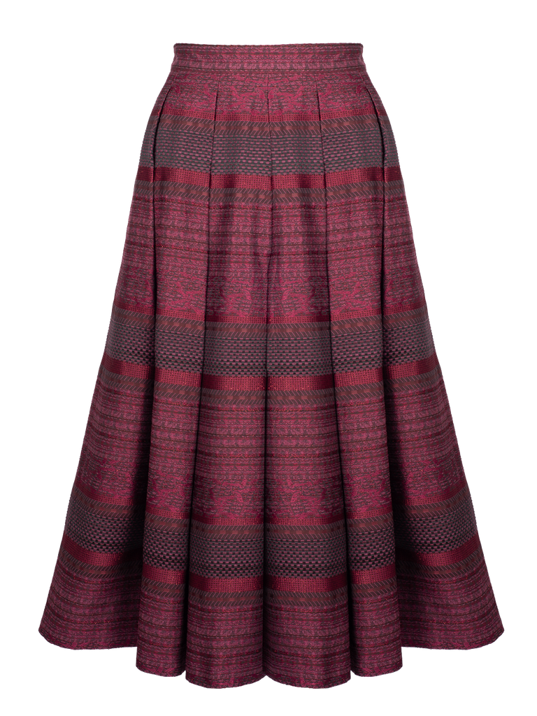 Rock aus Streif-Jacquard in beere