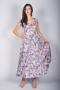 Bedrucktes Baumwollkleid mit Rüsche flieder 2