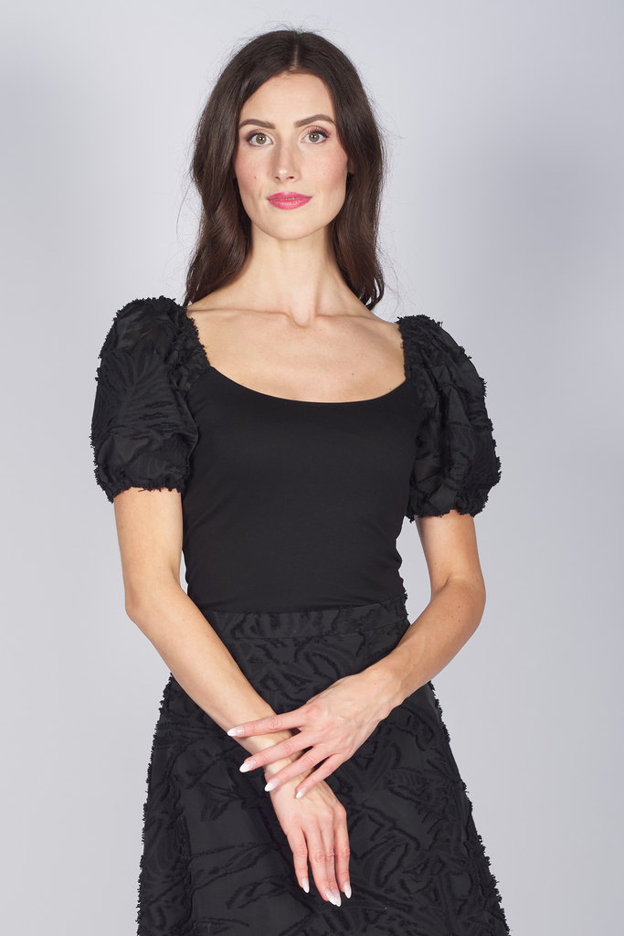 Shirt mit Puffärmeln schwarz 2