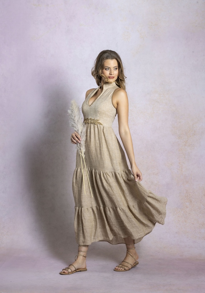 Sommerkleid aus Leinen haselnuss 3