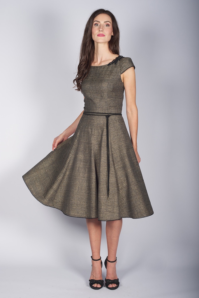 Sisi Midikleid mit schwingendem Rock gold