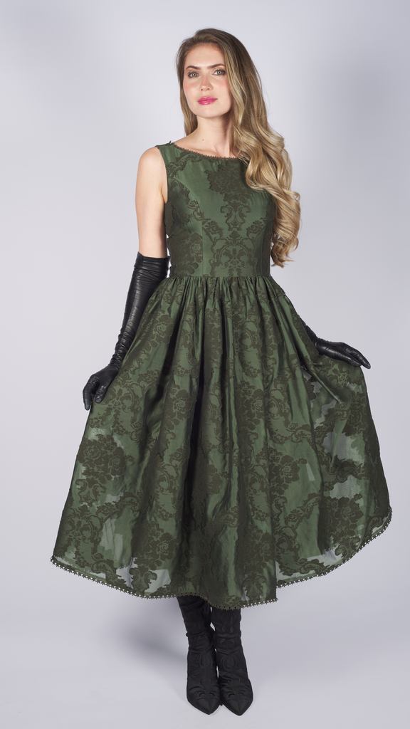 Midikleid aus Transparent Jacquard in jagd
