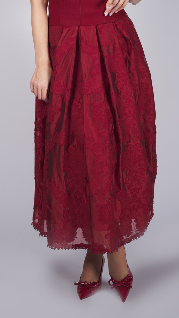Rock aus Transparent-Jacquard in karmesin