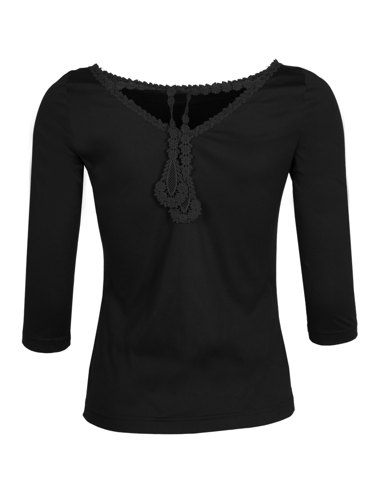 Shirt mit Dreiviertelarm in schwarz