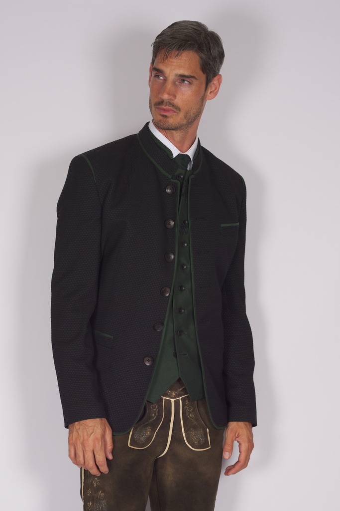 Matelassé Sakko in schwarz-tanne