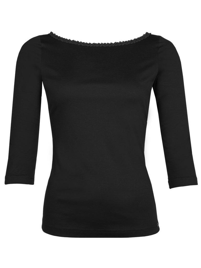 Shirt mit Dreiviertelarm in schwarz