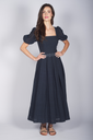 Leinenkleid mit Puff-Ärmeln nachtblau 2