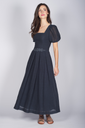 Leinenkleid mit Puff-Ärmeln nachtblau 3