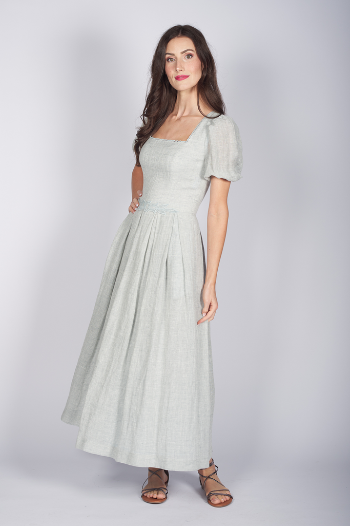 Leinenkleid mit Puff-Ärmeln quelle 2