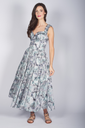 Bedrucktes Baumwollkleid mit Rüsche quelle 3
