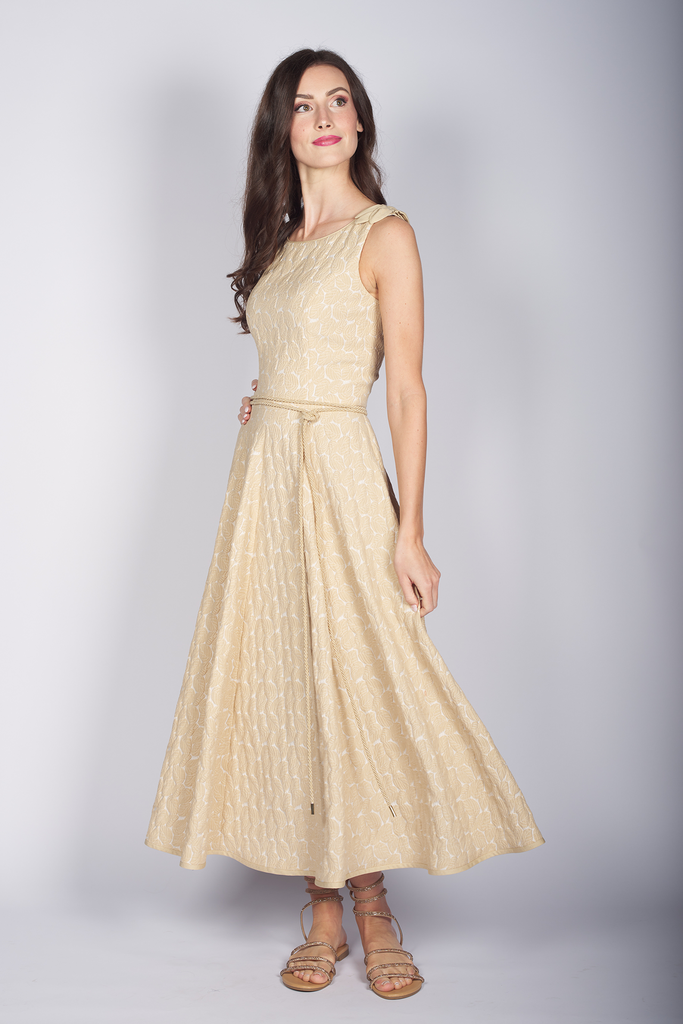 Midikleid mit Blätterapplikation haselnuss 2