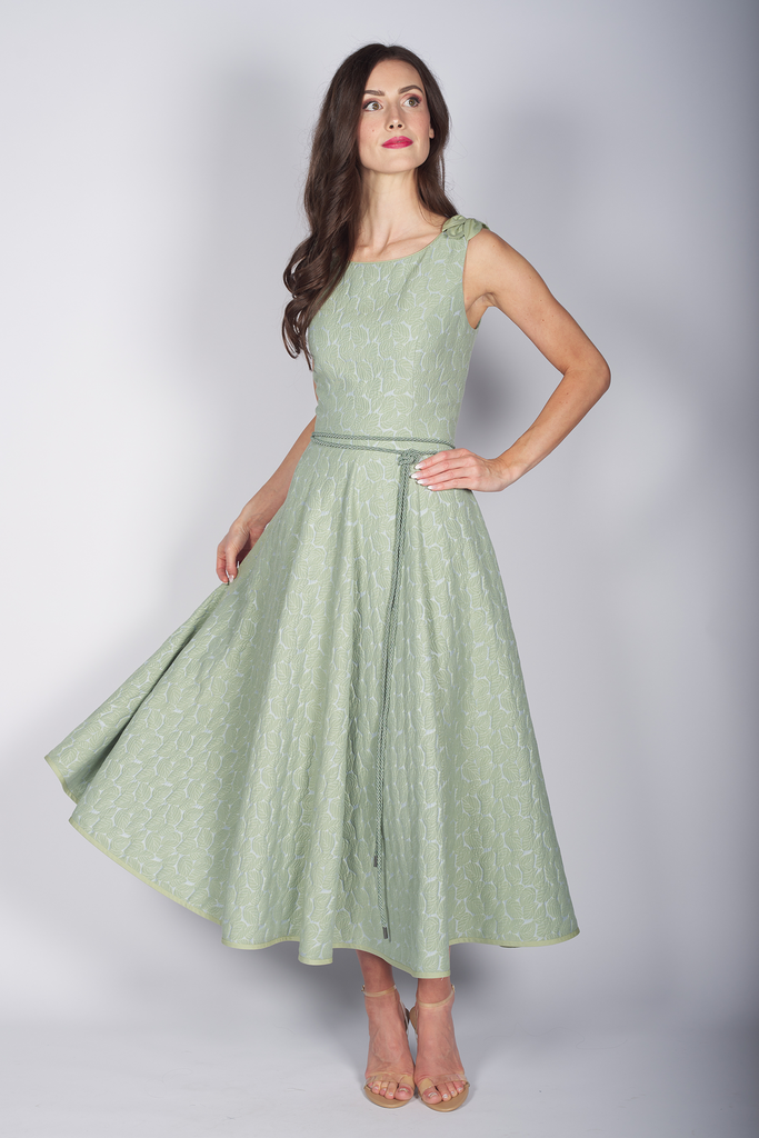 Midikleid mit Blätterapplikation linde 3