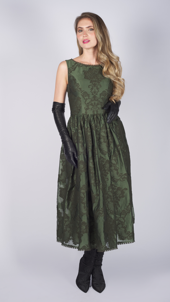 Midikleid aus Transparent Jacquard in jagd