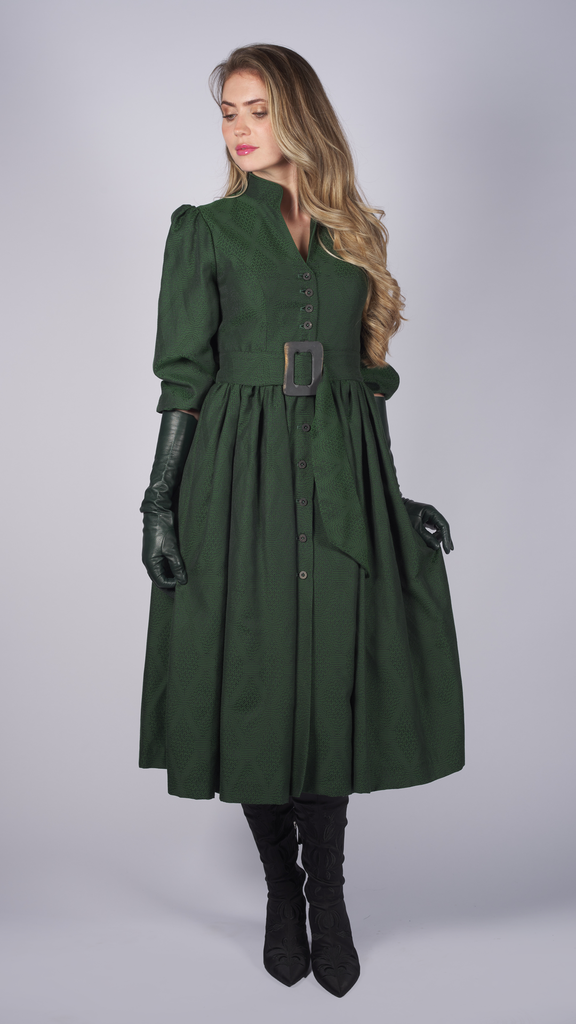 Kleid mit Gürtel in tanne