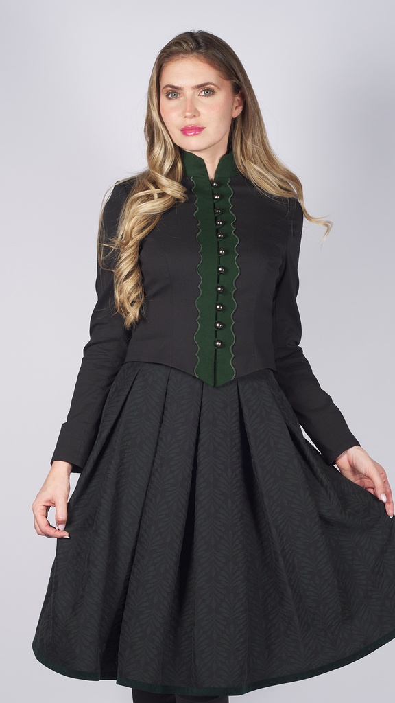 Jacke mit Lodenblende in schwarz-tanne