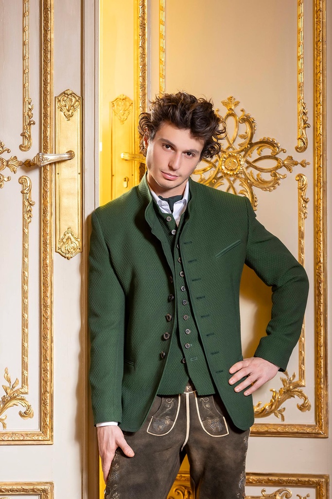 Vielknopf-Jacke aus Matelassé in tanne