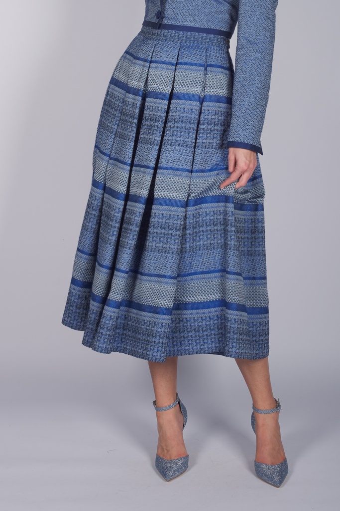 Rock aus Streif-Jacquard in kornblume