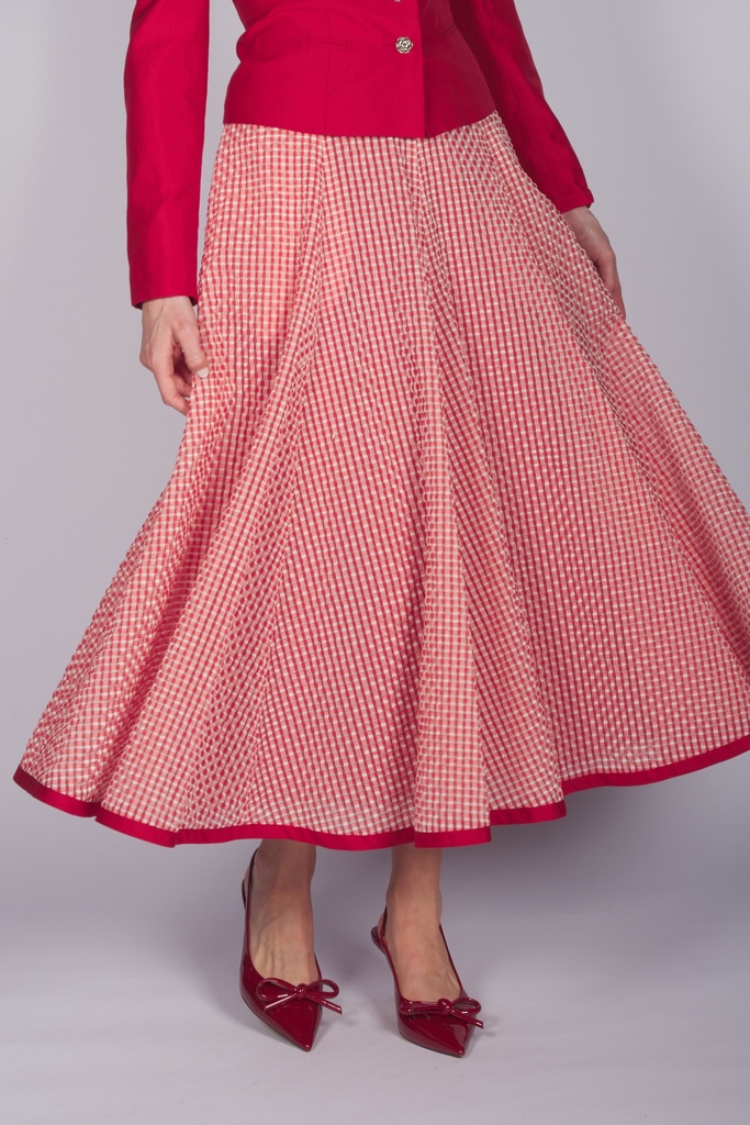 Rock aus Karo-Baumwolle in mohn