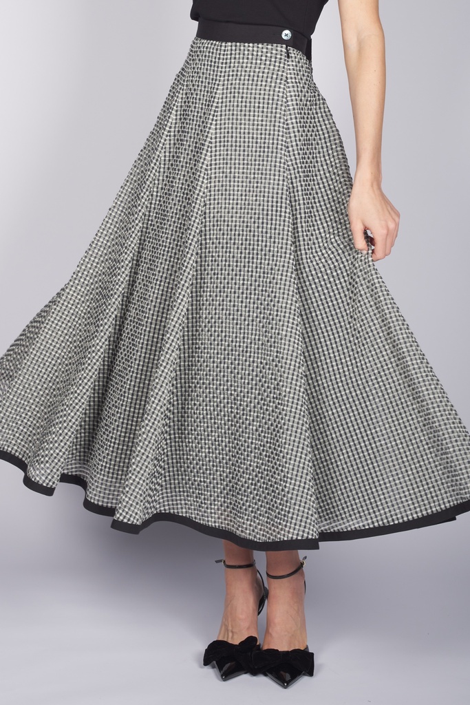 Rock aus Karo-Baumwolle in schwarz