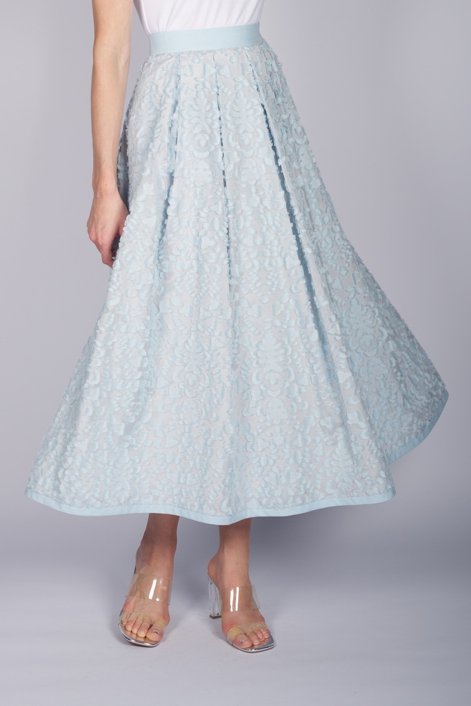 Midi-Rock aus Fransen-Jacquard in himmelblau