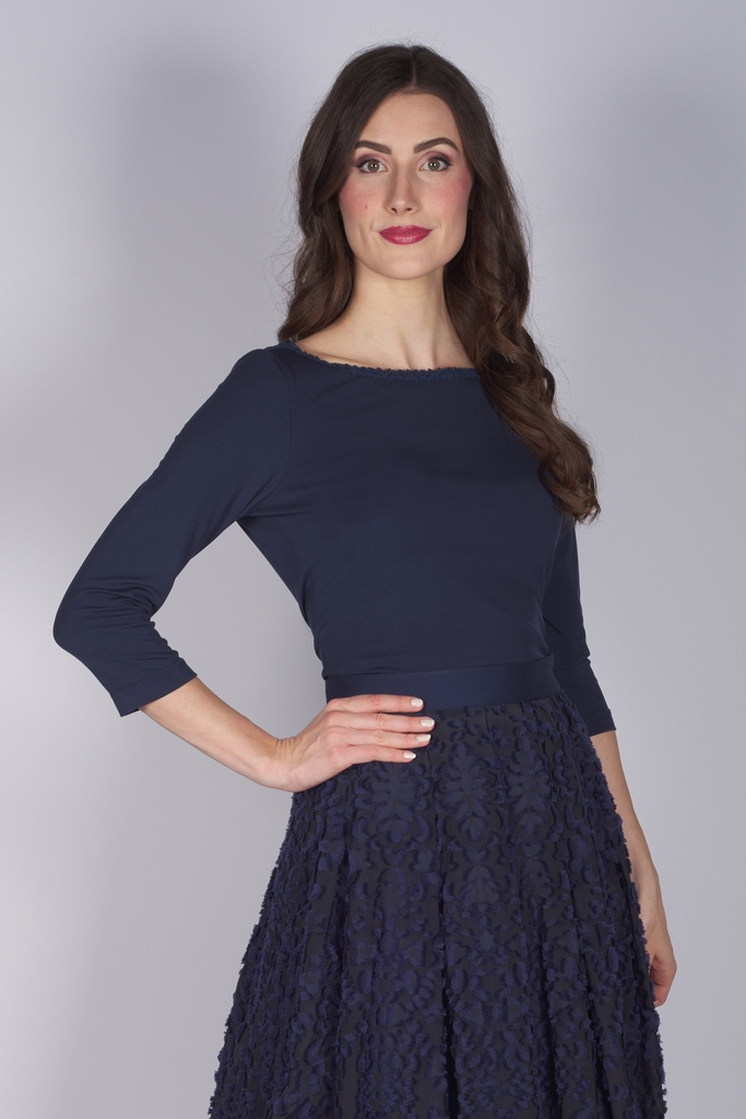 Shirt mit Dreiviertelarm in nachtblau