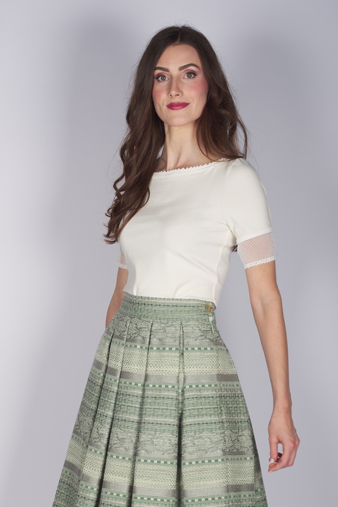 Shirt mit Spitzenarm in perle