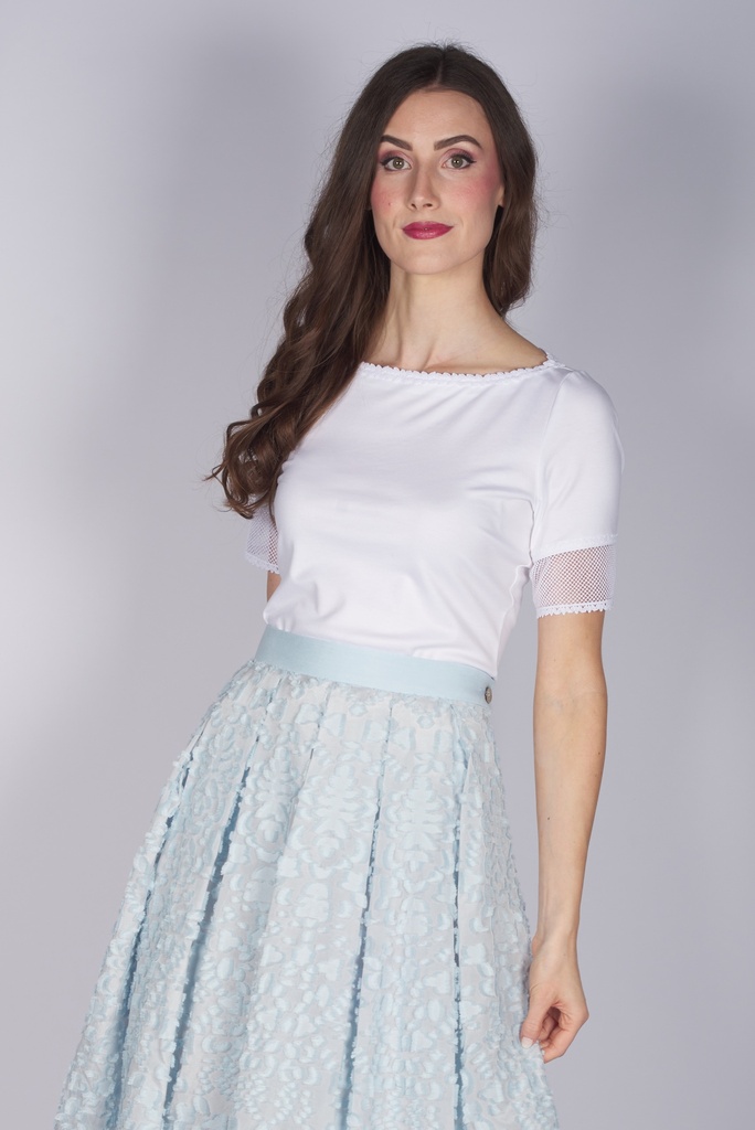 Shirt mit Spitzenarm in weiss