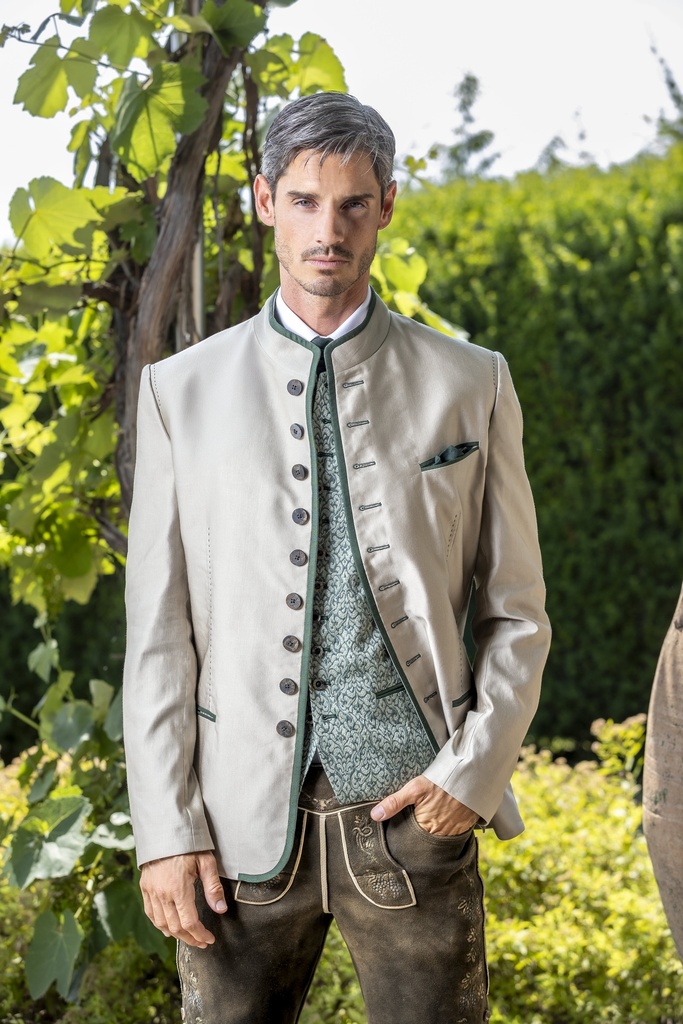 Vielknopfjacke mit Hornknöpfen in düne