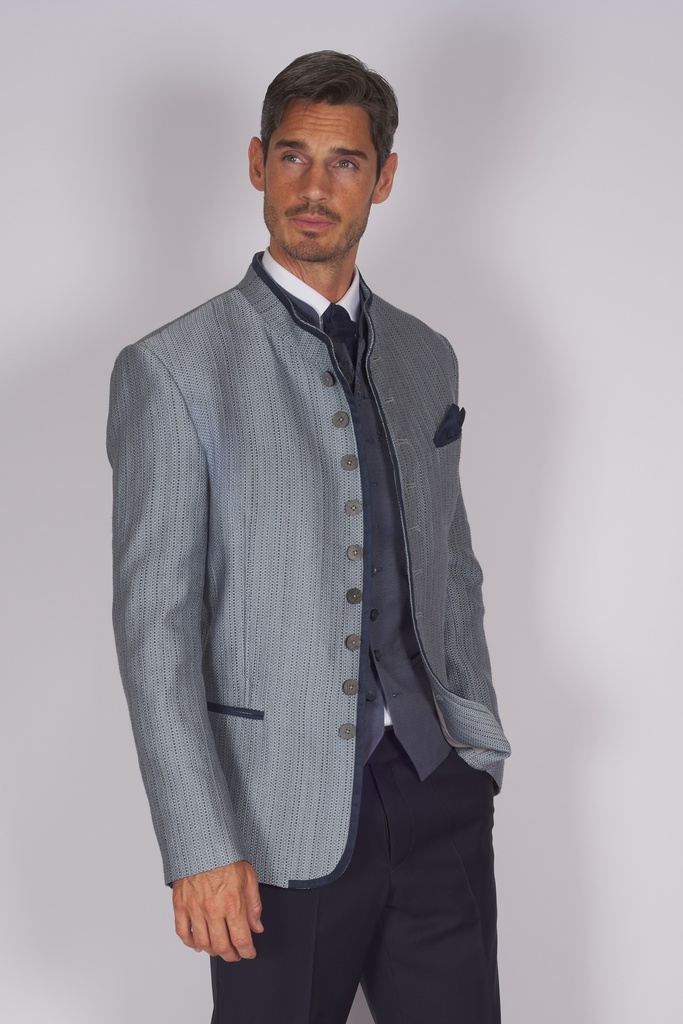 Vielknopfjacke mit Hornknöpfen in kristallblau