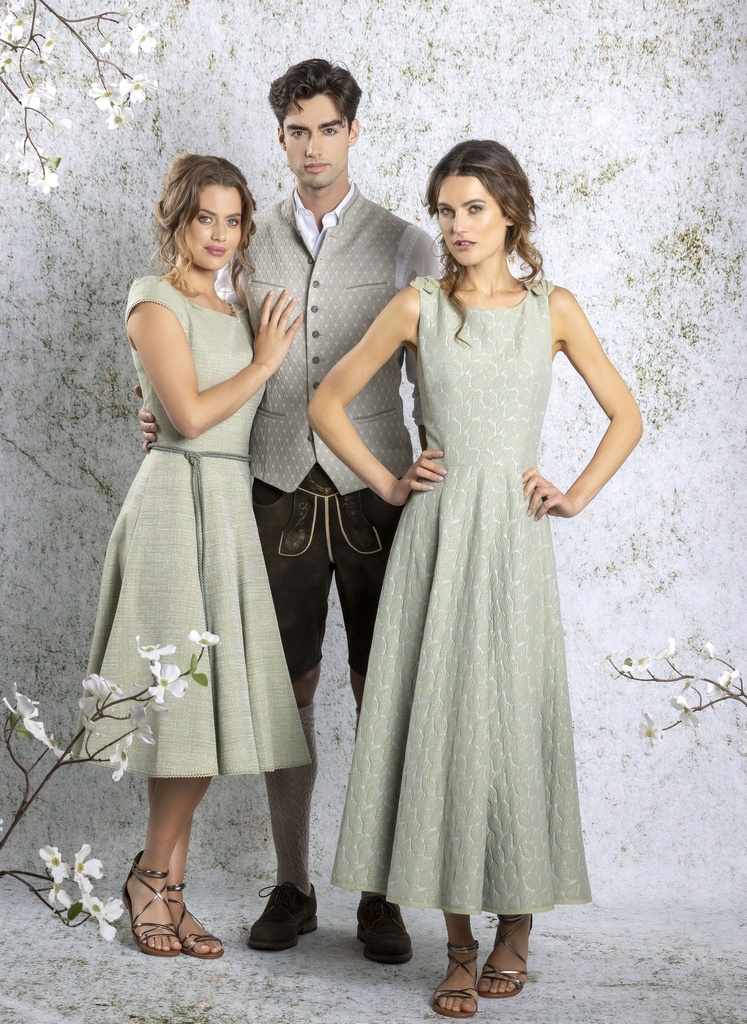 Midikleid mit Blätterapplikation linde