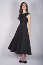Jacquard-Kleid mit Borte in schwarz