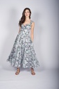 Bedrucktes Baumwollkleid mit Rüsche quelle